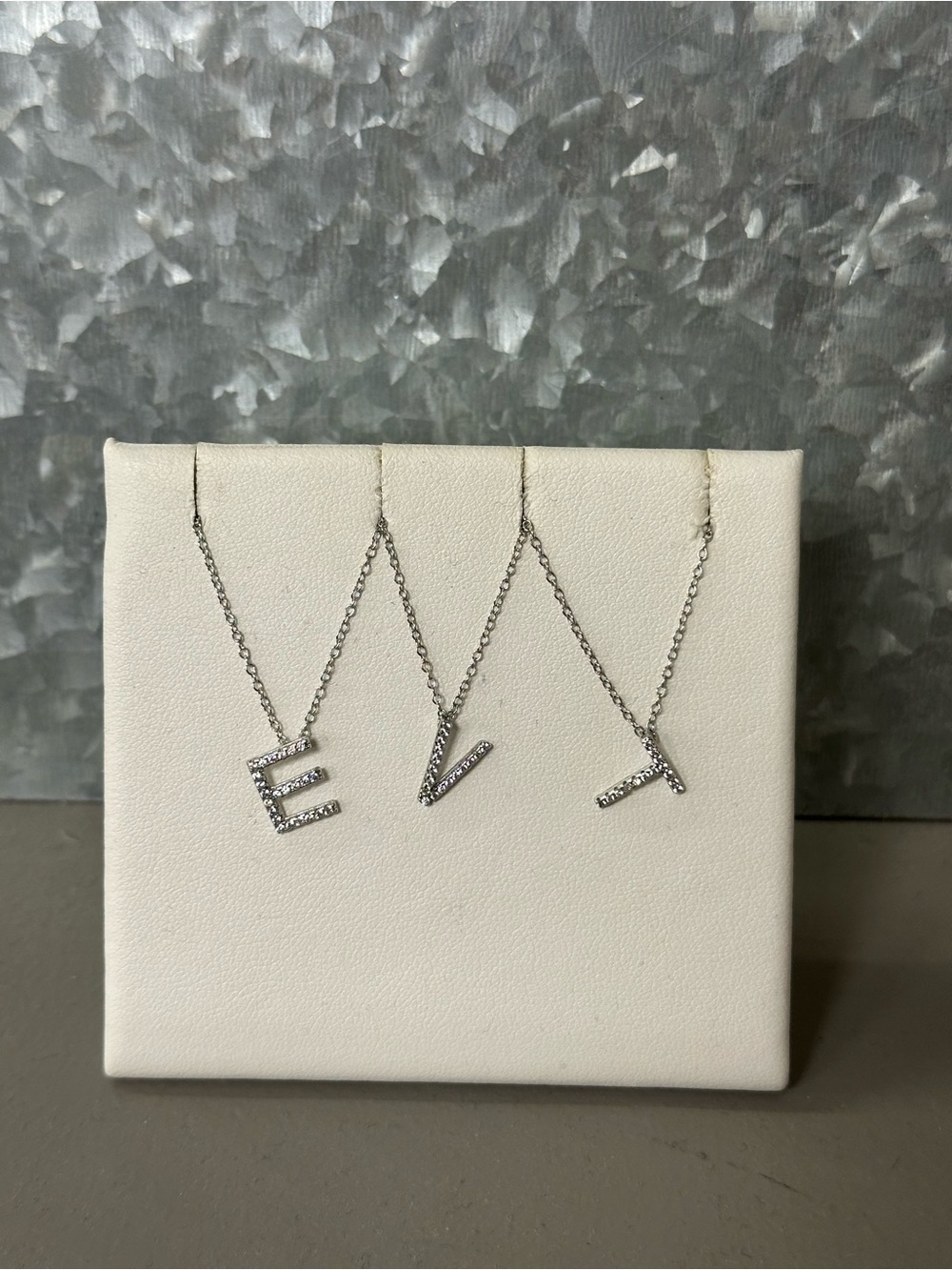 Sterling Silver and CZ Initial Necklace